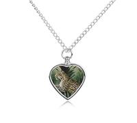 VstaDank Leopard Palm Leaf Urn Necklace for Ashes Personalized Pet Cremation Jewelry for Ashes Pendant Heart Urn Necklace Memorial Keepsake Jewelry for Pet Dog Cat Ashes Necklace