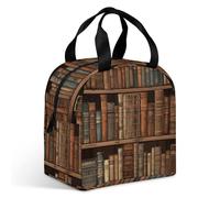 VstaDank Library Bookshelf Book Lunch Bag Insulation Up,Cooler Bag with Storage Pocket,Lunch Box for Reusable Easy to Fold