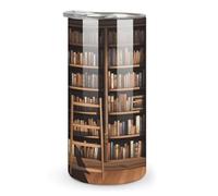 VstaDank Library Bookshelf Coffee Mug with Lids,Insulated Stainless Steel Tumbler,Tea Cup for Drink - Leak-Proof - Water,Portable Travel