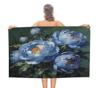 VstaDank Light Blue Peony Bath Towel Stylish Double-Faced Pile Travel Towel Soft Absorbent Beach Towel for Pool Swim Sports Camping Adults Gift 51X31 Inch