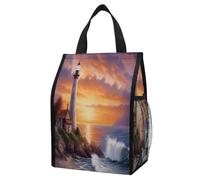 VstaDank Lighthouse at Sunset Insulated Lunch Bag for Adults,Cooler Bag-Portable Foldable,Lunch Tote for Delivery And Personal Use