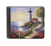 VstaDank Lighthouse Diamond Painting Leather Wallet Slim Bifold Wallet Front Pocket Wallets Billfold Coin Purse Credit Card Holder