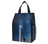 VstaDank Lighthouse Under Starry Night Sky Insulated Lunch Bag for Adults,Cooler Bag-Portable Foldable,Lunch Tote for Delivery And Personal Use