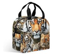 VstaDank Lion Tiger Leopard And Butterfly Lunch Bag Insulation Up,Cooler Bag with Storage Pocket,Lunch Box for Reusable Easy to Fold