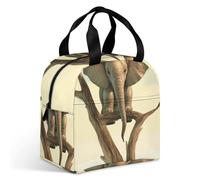 VstaDank Little Elephant on Tree Lunch Bag Insulation Up,Cooler Bag with Storage Pocket,Lunch Box for Reusable Easy to Fold