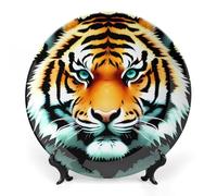VstaDank Little Fat Tiger Head Decorative Plates with Stand Personalized Bone China Decorative Plate Ceramic Dinner Plate for Kitchen Dining Room Home Gift Hanging Decorative Plate