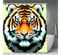 VstaDank Little Fat Tiger Head Shower Curtain Waterproof Bathroom Curtain with Hooks Luxury Weighted Bath Curtains for Bathtubs Showers Room Dividers Decorative Shower Curtains 71x71 in