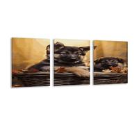 VstaDank Little German Shepherd Dog 3 Panels Of Wall Art-Hangable,Modern Art Decorative Wall Decor,Abstract Wall Art for Living Room Bedroom Bathroom Decoration12x16inch(30x41cm)