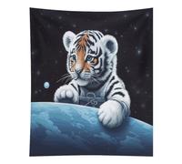 VstaDank Little Tiger in Space Throw Blanket Wall Tapestry 50"x60"