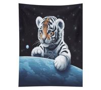 VstaDank Little Tiger in Space Throw Blanket Wall Tapestry 60"x80"