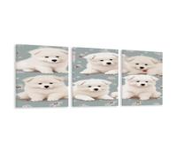 VstaDank Little White Dogs Pattern Wall Art for 3 Piece Living Room,Wall Decor Large Size Decorative Painting,Canvas Wall Art for Bedroom,Dining Room,Office,etc