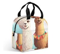VstaDank Llama Alpaca Lunch Bag Insulation Up,Cooler Bag with Storage Pocket,Lunch Box for Reusable Easy to Fold