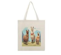 VstaDank Llama And Alpaca Canvas Tote Bag Shopping Bags Handbag