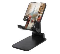 VstaDank London Impression Cell Phone Stand for Desk Adjustable Foldable Phone Holder for 4-13 Inch Smartphones and Tablets,Travel Office Desk Accessories,Black-Style
