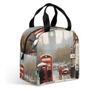 VstaDank London Impression Lunch Bag Insulation Up,Cooler Bag with Storage Pocket,Lunch Box for Reusable Easy to Fold
