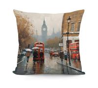VstaDank London Impression Throw Pillow Covers Fade-Resistant Plush Pillow Case Cozy Square Cushion Case Removable Pillowcase Exquisite Pillow Shams Soft Pillow Protector 18"x18"