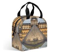 VstaDank Louvre Museum in Paris Lunch Bag Insulation Up,Cooler Bag with Storage Pocket,Lunch Box for Reusable Easy to Fold