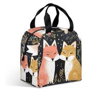 VstaDank Love Cartoon Fox Lunch Bag Insulation Up,Cooler Bag with Storage Pocket,Lunch Box for Reusable Easy to Fold