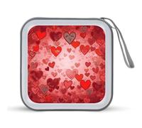 VstaDank Love Heart Shape CD Case, Portable CD Sleeve Zipper-Style CD/DVD Wallet, Anti-Scratch CD Storage Pouch, Plastic CD Case for CDs, DVDs, Blu-rays, Vinyl Records