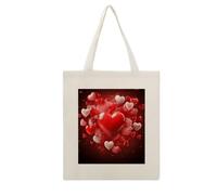 VstaDank Love Red Hearts Canvas Tote Bag Shopping Bags Handbag