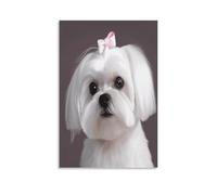 VstaDank Lovely Maltese Dog Canvas Wall Art on Canvas Prints Artwork Exquisite Decor Artwork Hang Wall Picture Hangable Decor Painting Picture Printed Poster Art for Home Decor 24x36inch(60x90cm)
