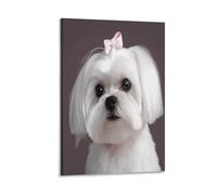 VstaDank Lovely Maltese Dog Canvas Wall Art on Canvas Prints Artwork Exquisite Decor Artwork Hang Wall Picture Hangable Decor Painting Picture Printed Poster Art for Home Decor 12x18inch(30x45cm)
