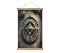 VstaDank Magical Design Norse Runes Compass Hanging Poster with Wooden Frame Modern Linen Hanging Painting Retro Style Wall Decor Art Painting for Living Room,Bedroom Decor Poster Frame 20.4x13.1inch