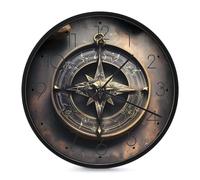 VstaDank Magical Design Norse Runes Compass Wall Clock Battery Operated Silent Non Ticking 10 Inch Decorative Round Wall Clock Modern Fashion Classic Clock for Home Living Room Kitchen Bedroom Office