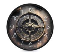 VstaDank Magical Design Norse Runes Compass Wall Clock Battery Operated Silent Non Ticking 10 Inch Decorative Round Wall Clock Modern Fashion Classic Clock for Home Living Room Kitchen Bedroom Office