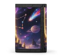 VstaDank Magical Starry Wallet Wallets Credit Card Holder Slim Minimalist Wallets with Zipper Thin Purse Trifold Wallet