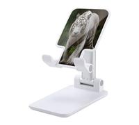VstaDank Majestic White Bengal Tiger Cell Phone Stand for Desk Adjustable Foldable Phone Holder for 4-13 Inch Smartphones and Tablets,Travel Office Desk Accessories,White-Style