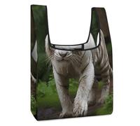 VstaDank Majestic White Bengal Tiger Grocery Bags Washable Foldable Tote Bag Lightweight Reusable Shopping Bags Fashion Large Gift Bag Cute Cloth Storage Pouch for Shopping Camping Traveling