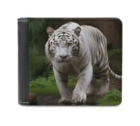 VstaDank Majestic White Bengal Tiger Leather Wallet Slim Bifold Wallet Front Pocket Wallets Billfold Coin Purse Credit Card Holder