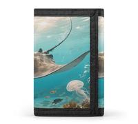 VstaDank Manta Ray Wallet Wallets Credit Card Holder Slim Minimalist Wallets with Zipper Thin Purse Trifold Wallet