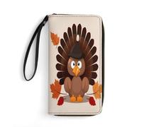 VstaDank Maple Leaf Dark Brown Turkey Leather Wallets for Men Women Wristlet Wallet Large Capacity Multi-layer Pockets Travel Wallet Slim Credit Card Holder Fashion Casual Clutch Zipper Coin Purse
