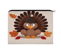 VstaDank Maple Leaf Dark Brown Turkey Makeup Bag Fashion Large Capacity Cosmetic Bag Luxury Polyester Travel Toiletry Bags Cute Zipper Pouch Aesthetic Accessories Storage Bags for Women & Gifts