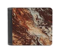 VstaDank Marble Mixed Brown Bifold Wallet for Women Men Soft PU Leather Wallet Slim Minimalist Front Pocket Bussiness Card Holder