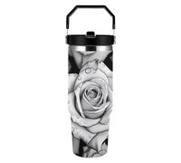 VstaDank Marble Mixed Brown Tumbler with Top Handle Straws Double Wall Travel Coffee Mug 30 Oz Insulated Water Bottle Fits Car Cup Holder, Stainless Steel Cup for Hot And Cold Beverage