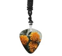 VstaDank Marigold Guitar Pick Necklace Custom Metal Guitar Pendant Rock Pick Necklace Personalized Pick Holder Pendant for Guitars Bass Ukulele