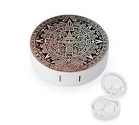 VstaDank Mayan Calendar End of The World Contact Lens Case Fashion Round Eyeglass Cases Portable Contact Lens Cases Cute Eyeglass Len Case with Mirror for Daily Vision Care And Outdoor Use