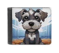 VstaDank Mens Adorable Schnauzer Wallets Novelty PU Leather Wallet Extra Capacity Bifold Wallet with Multiple Card Slots
