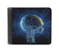VstaDank Mens Artificial Intelligence Brain Wallets Novelty PU Leather Wallet Extra Capacity Bifold Wallet with Multiple Card Slots
