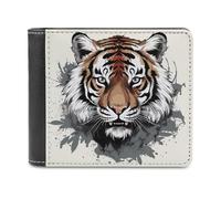 VstaDank Mens Black And White Doodle Tiger Wallets Novelty PU Leather Wallet Extra Capacity Bifold Wallet with Multiple Card Slots