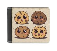VstaDank Mens Chocolate Chip Cookies with Different Expressions Wallets Novelty PU Leather Wallet Extra Capacity Bifold Wallet with Multiple Card Slots