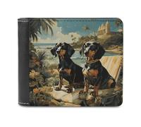 VstaDank Mens Dachshund Dog Bento Wallets Novelty PU Leather Wallet Extra Capacity Bifold Wallet with Multiple Card Slots