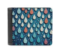 VstaDank Mens Water Drops Dots Wallets Novelty PU Leather Wallet Extra Capacity Bifold Wallet with Multiple Card Slots