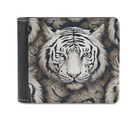 VstaDank Mens White Tiger Head Pattern Wallets Novelty PU Leather Wallet Extra Capacity Bifold Wallet with Multiple Card Slots