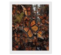 VstaDank Monarch Butterflies Diamond Painting Kits Full Drill for Adults Round Paint with Diamond Pictures Gem Art DIY Personalized Diamonds Art Photo Wall Art for Living Room Decor Gift