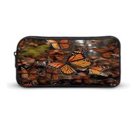 VstaDank Monarch Butterflies Pencil Case Large Capacity Pencil Pouch Portable Cute Pen Bags Multifunctional Pencil Bag Sturdy Aesthetic Pen Pouch Fashion Tool Bag Desk Organizer Unisex
