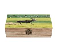 VstaDank Moose Wooden Storage Box Vintage Style Wooden Storage Case with A Hinged Lid Memory Treasure Boxes Decorative Jewelny Photos for Organizer 7.9 * 3.7 * 2.3 Inch